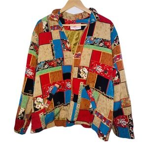 TRUE VINTAGE GW DIVISION OF GRAFF WOMEN'S ZIP UP DECORATIVE JACKET SIZE 14